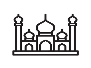 Elegant Mosque Icon Styled With Clean Linear Vector Illustration
