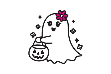 cute boo silhouette  vector