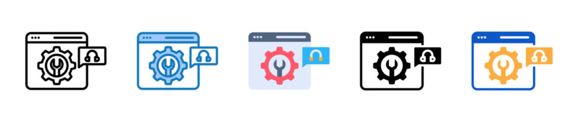 Online Service multiple style icons set design vector illustration. 