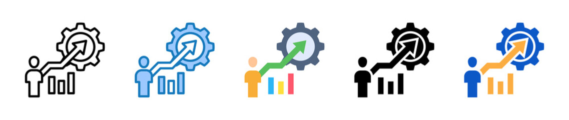 Productivity multiple style icons set design vector illustration. 