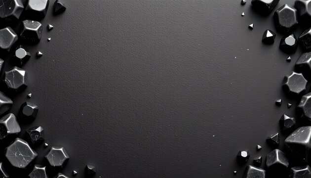 An abstract composition dominated by a dark background with a scattering of small spheres that add texture and depth to the scene