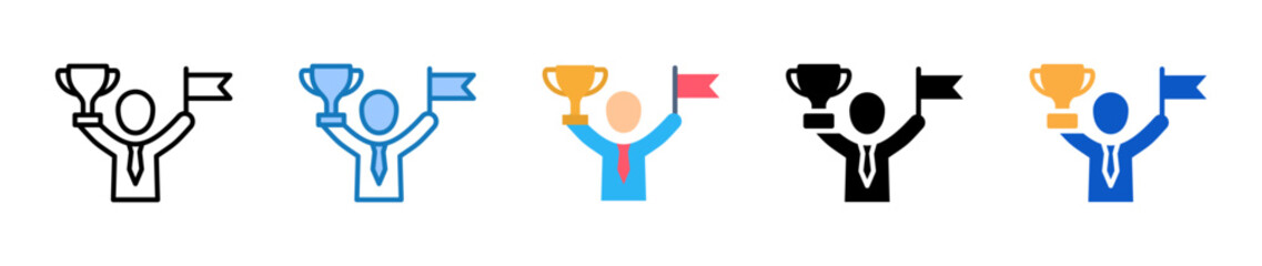 Accomplishment multiple style icons set design vector illustration. 