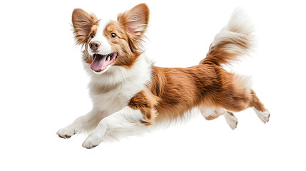 kooikerhondje dog jumping standing up happy isolated on a transparent background