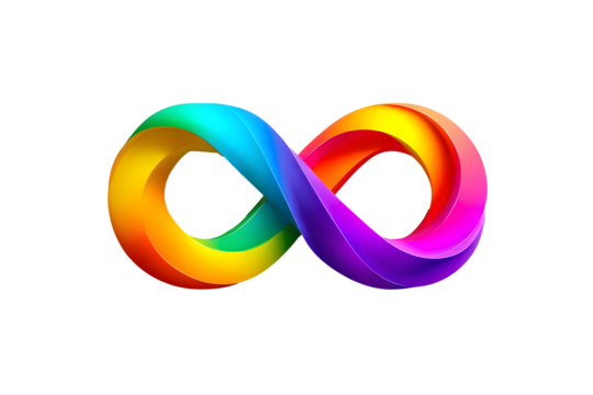 Autistic rainbow eight infinity symbol. Autism awareess day symbol.