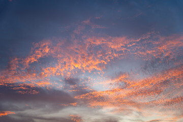 Scenery vivid burning sky during sunset time.