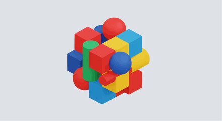 Obraz premium Colorful geometric shapes in a complex arrangement.