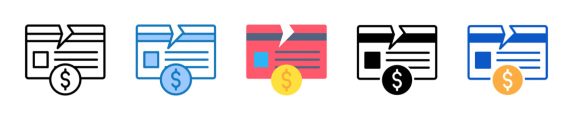 Credit Card multiple style icons set design vector illustration. 