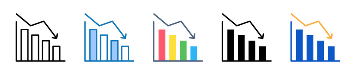 Economic Crisis multiple style icons set design vector illustration. 