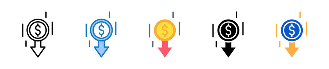 Recession multiple style icons set design vector illustration. 