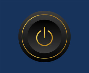 Golden power button, circle button.