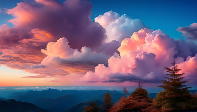 vibrant cloudscapes paint a pastel sunset sky