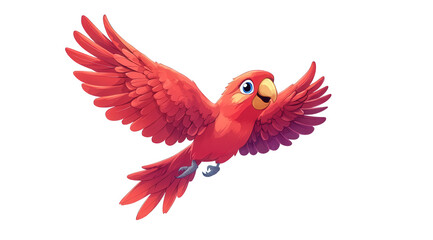 Fototapeta premium Cartoon parrot flying isolated on transparent background