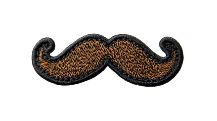 moustache embroidered patch badge isolated on a transparent background
