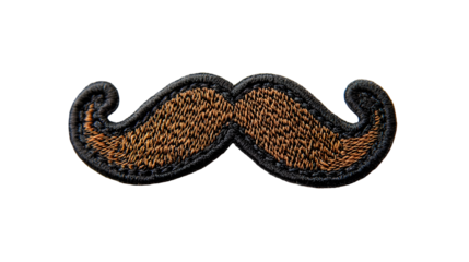 moustache embroidered patch badge isolated on a transparent background