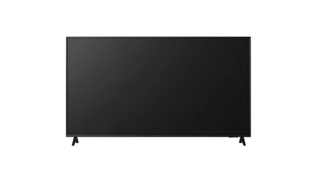 mockup of a large modern black TV, isolated on a transparent background