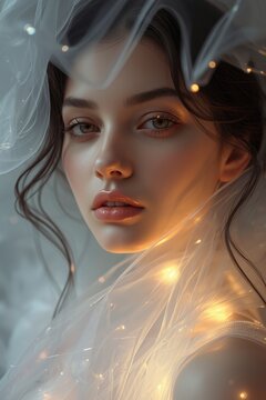 Beautiful girl in soft fantasy lighting, conceptual surreal portrait
