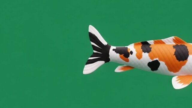 Japanese Koi Fish Swimming on Green Screen