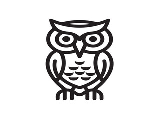 Decorative Owl Icon Created With Clean Modern Minimal Line Art