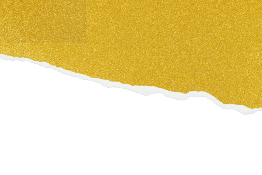 golden torn glitter paper isolated on white or transparent png