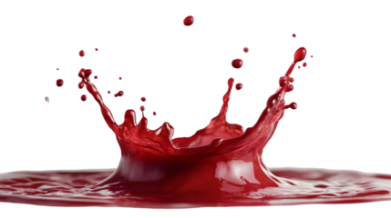 Red wine splash isolated on a transparent background