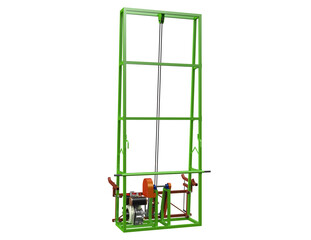 Portable Material Handling System, Innovative Green Cargo Transfer Equipment for Heavy Duty Truck Bed Placement. Isolated PNG Mechanical Loading Apparatus, Industrial Logistics Lifting Machinery.