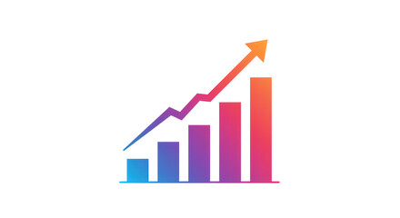 Colorful business growth chart illustration signifying progress and success on transparant background