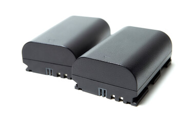 Camera battery pack isolated on white background. Studio shot fo