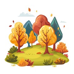 Illustration autumn trees art.