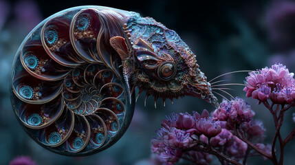 Abstract fractal patterns and shapes. Dynamic flowing natural forms. Flowers and spirals