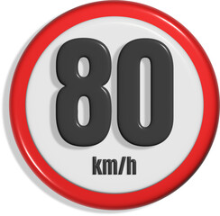 A speed limit road sign showing 80km/h, warning drivers about maximum speed restrictions