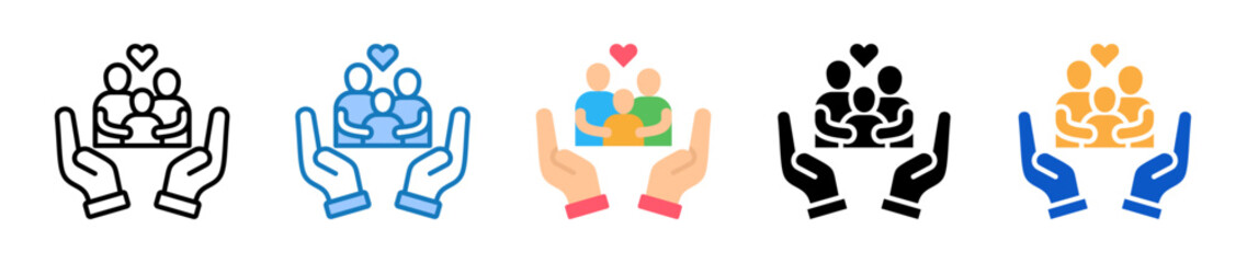 Family Support multiple style icons set design vector illustration. 