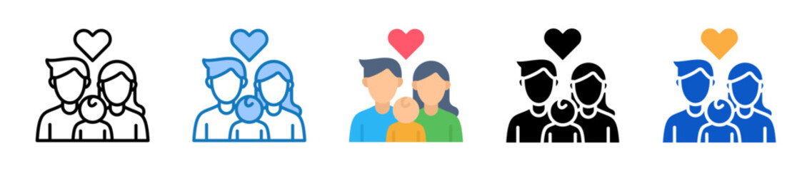 Foster Family multiple style icons set design vector illustration. 