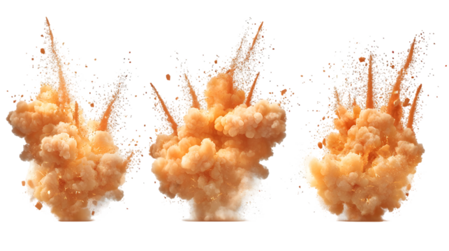 set of explosions isolated on a transparent background