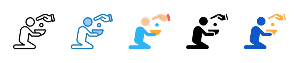 Poverty multiple style icons set design vector illustration. 