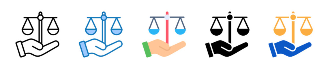 Legal Service multiple style icons set design vector illustration. 