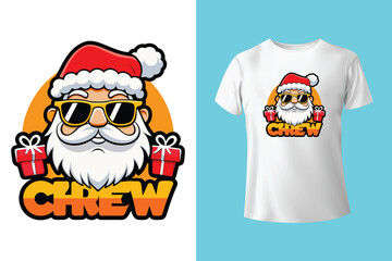 Vector typography Santa t shirt design, merry christmas Graphic t shirt design Template.