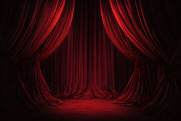 Fototapeta premium Red velvet curtain texture background 