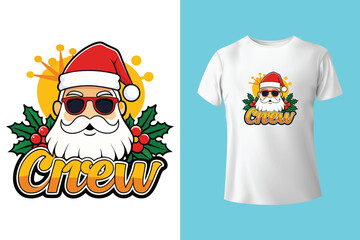 Vector typography Santa t shirt design, merry christmas Graphic t shirt design Template.