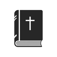 Obraz premium Simple Black And White Illustration Of A Religious Book With A Cross Symbolizing Spiritual Knowledge And Faith