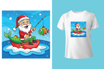 Vector typography Santa t shirt design, merry christmas Graphic t shirt design Template.