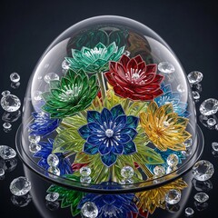 Futuristic Multicolored Glass Blossom Display