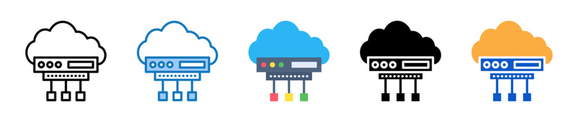 Cloud Computing multiple style icons set design vector illustration. 