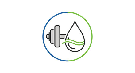 Dumbbell and water drop icon for fitness and health
