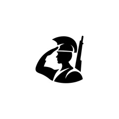 Silhouette of Soldier Saluting – Minimal Military, Army, Defense, and Service Vector Illustration