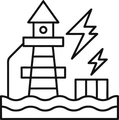 Hydro power outline icon on white background