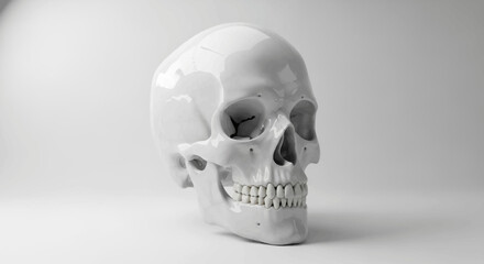 Obraz premium Striking Still Life of a White Skull on a Plain Background
