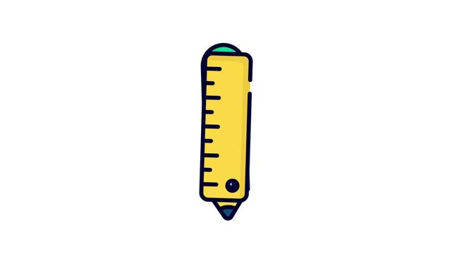 Pencil and ruler denoting drawing tool animated vector design in trendy style