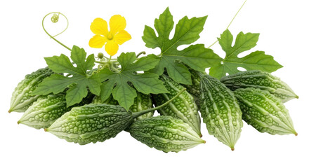 Isolated Bitter Melons with Flower