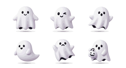 Obraz premium Cute Ghost Illustrations Whimsical Ghosts for Halloween Celebrations and Spooky Designs