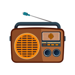 retro radio isolated on white